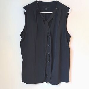 Tommy Hilfiger Midnight Blue Sleeveless V Neck Button Up Blouse Size XXL